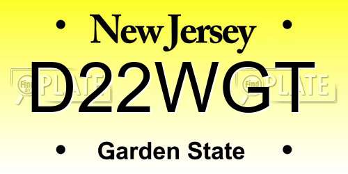 D22WGT New Jersey License Plate