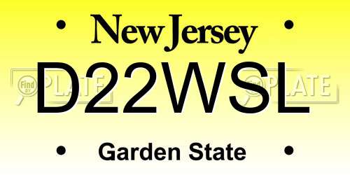 D22WSL New Jersey License Plate