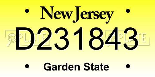 D231843 New Jersey License Plate