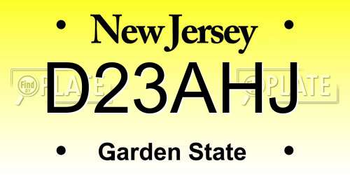 D23AHJ New Jersey License Plate
