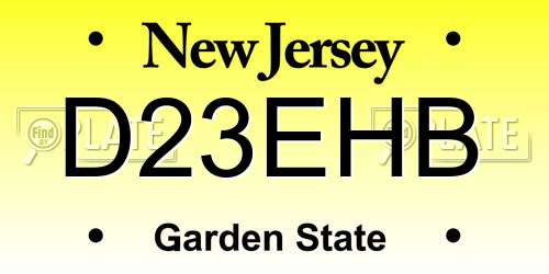 D23EHB New Jersey License Plate