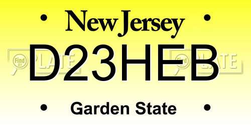 D23HEB New Jersey License Plate