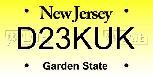 D23KUK New Jersey License Plate