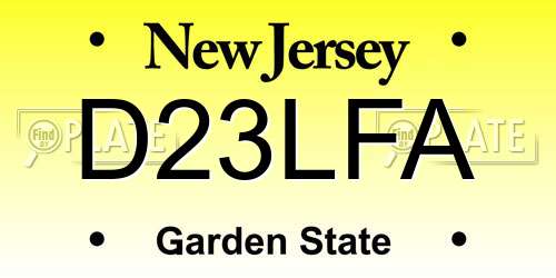 D23LFA New Jersey License Plate