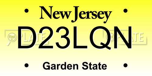 D23LQN New Jersey License Plate