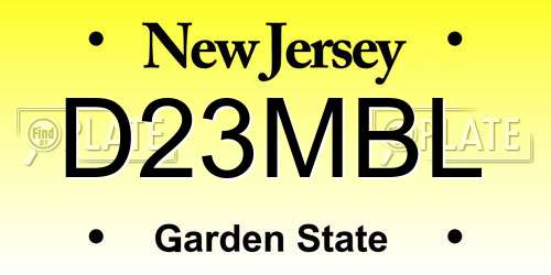 D23MBL New Jersey License Plate