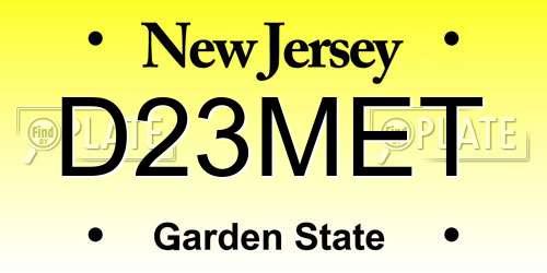 D23MET New Jersey License Plate