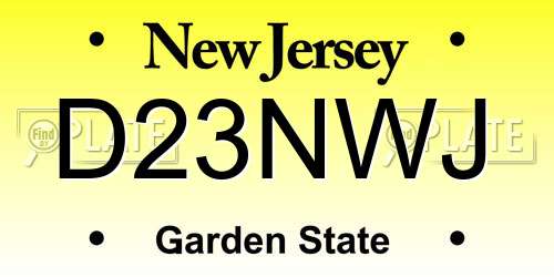 D23NWJ New Jersey License Plate