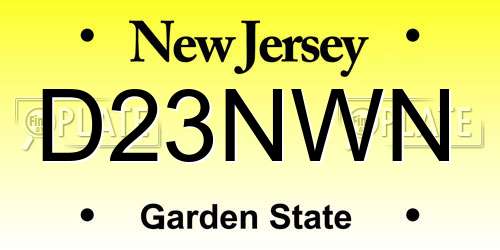 D23NWN New Jersey License Plate