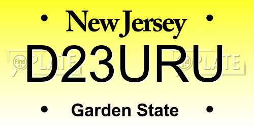 D23URU New Jersey License Plate