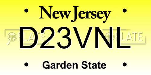 D23VNL New Jersey License Plate