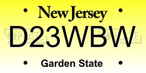 D23WBW New Jersey License Plate