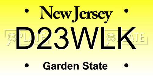 D23WLK New Jersey License Plate