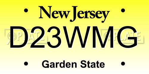 D23WMG New Jersey License Plate