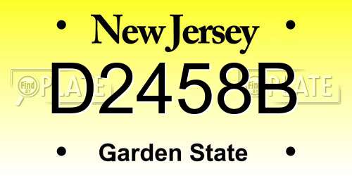 D2458B New Jersey License Plate