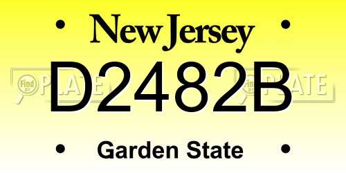 D2482B New Jersey License Plate