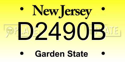 D2490B New Jersey License Plate