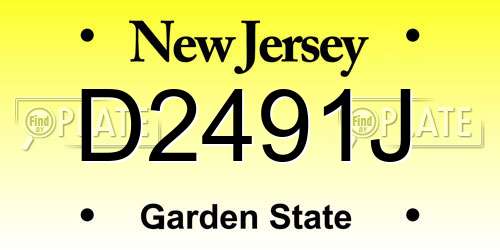 D2491J New Jersey License Plate