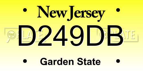 D249DB New Jersey License Plate