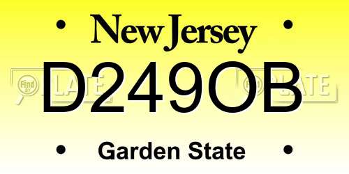 D249OB New Jersey License Plate