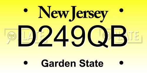 D249QB New Jersey License Plate