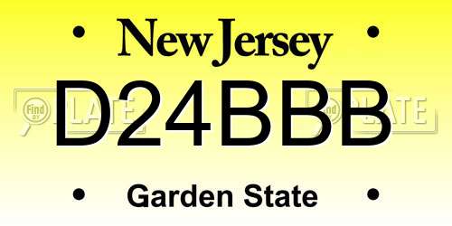 D24BBB New Jersey License Plate