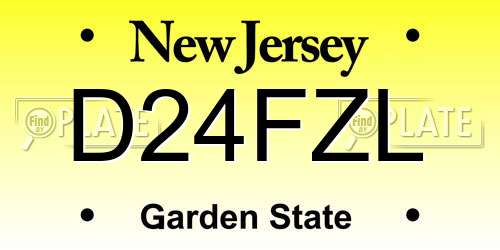 D24FZL New Jersey License Plate