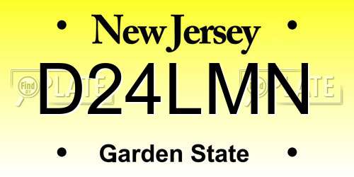 D24LMN New Jersey License Plate