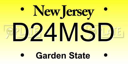 D24MSD New Jersey License Plate