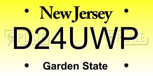D24UWP New Jersey License Plate