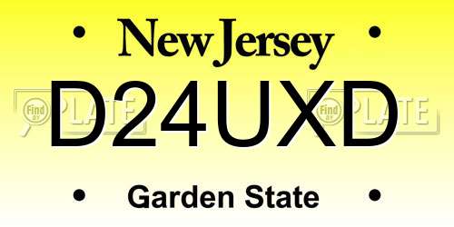 D24UXD New Jersey License Plate