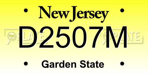 D2507M New Jersey License Plate
