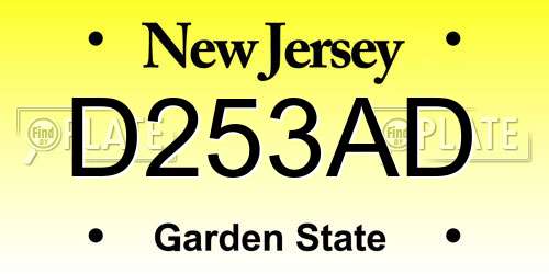 D253AD New Jersey License Plate