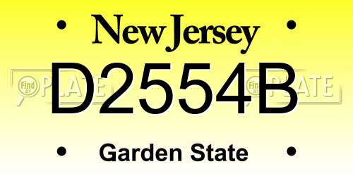 D2554B New Jersey License Plate