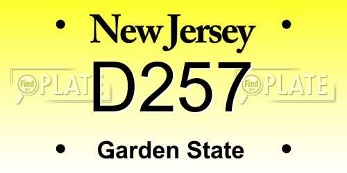 D257 New Jersey License Plate