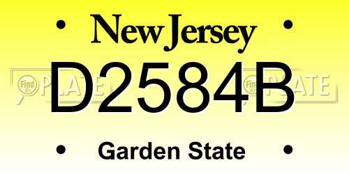 D2584B New Jersey License Plate