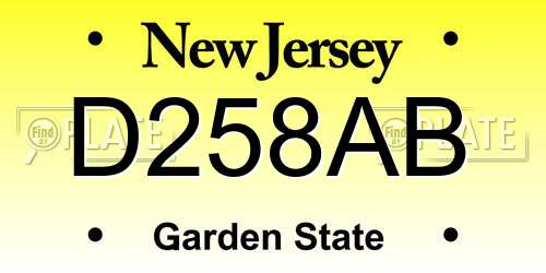 D258AB New Jersey License Plate