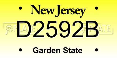 D2592B New Jersey License Plate