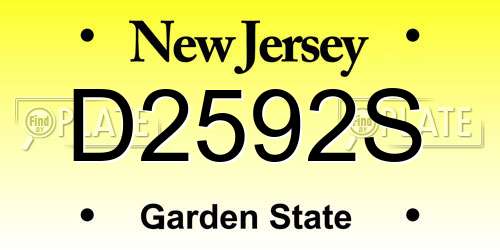 D2592S New Jersey License Plate