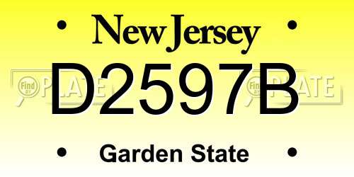 D2597B New Jersey License Plate