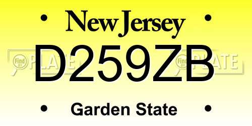 D259ZB New Jersey License Plate