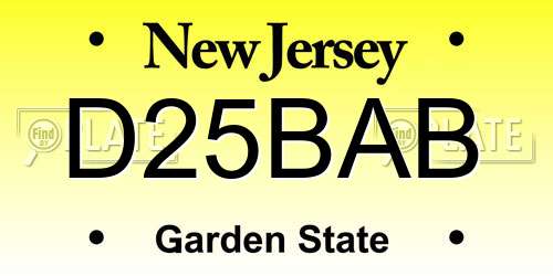 D25BAB New Jersey License Plate