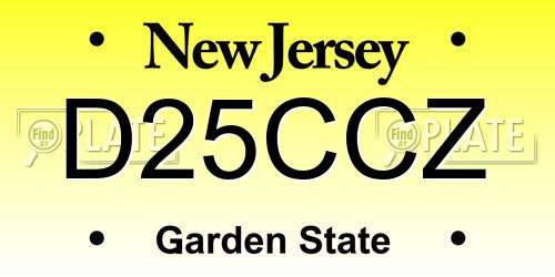 D25CCZ New Jersey License Plate