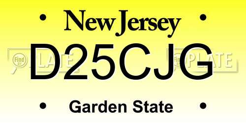 D25CJG New Jersey License Plate