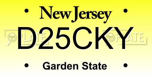 D25CKY New Jersey License Plate