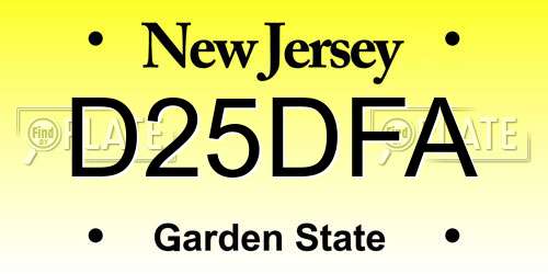 D25DFA New Jersey License Plate