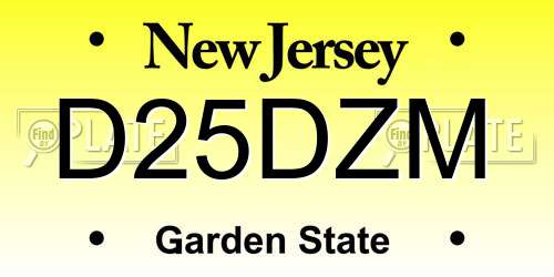 D25DZM New Jersey License Plate