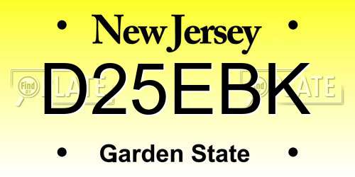 D25EBK New Jersey License Plate