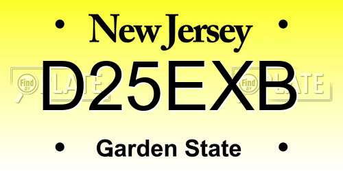 D25EXB New Jersey License Plate