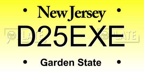 D25EXE New Jersey License Plate